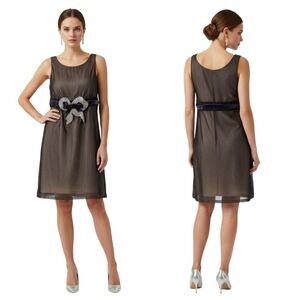 Corey Lynn Calter Mini Dress Black Cream Purple Rhinestone Bow Glamour‎ Party 6